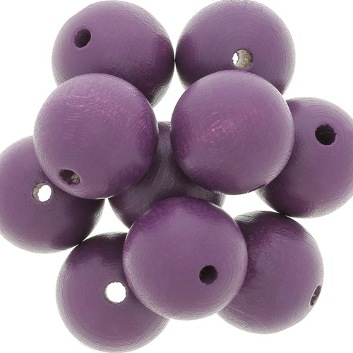 Wooden round bead 20mm Prune x5