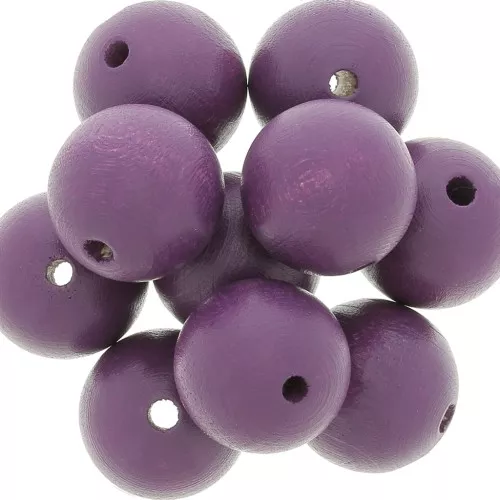 Wooden round bead 20mm Prune x5