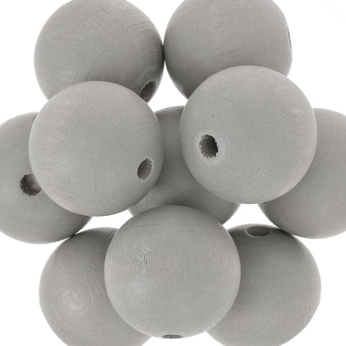 Wooden round bead 20mm Taupe x5