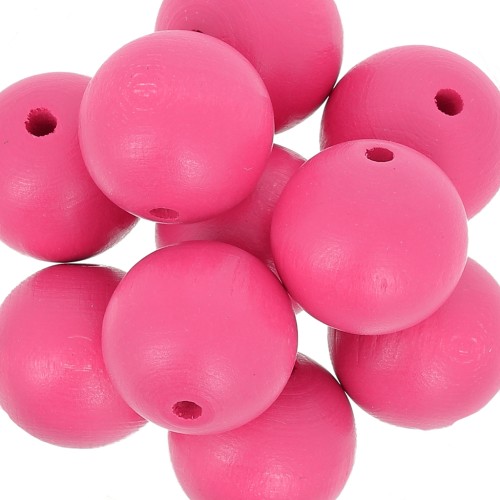 Wooden round bead 20 mm Pink x5