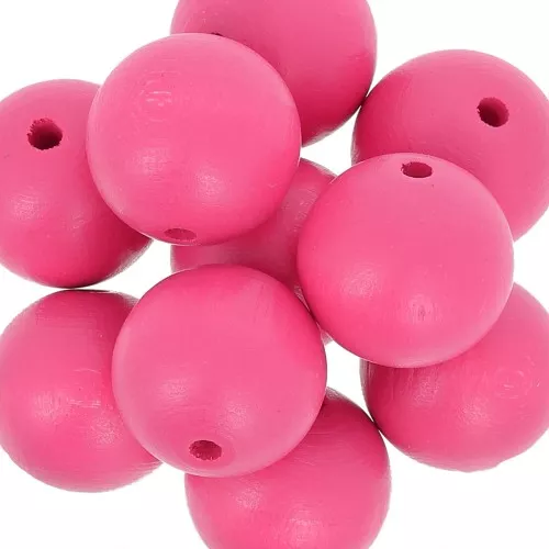 Wooden round bead 20 mm Pink x5