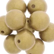 Wooden round bead 20 mm Gold tone x5