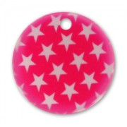 Printed Sequin 20mm Stars Fuchsia/white x1