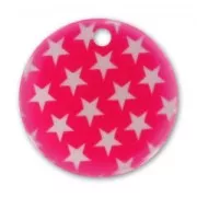 Printed Sequin 20mm Stars Fuchsia/white x1