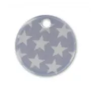 Printed Sequin 15mm Stars Grey/White x1