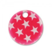 Printed Sequin 15mm Stars Fuchsia/White x1