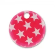 Printed Sequin 15mm Stars Fuchsia/White x1