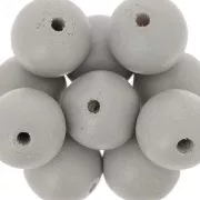 Wooden round beads 15mm Taupe x5