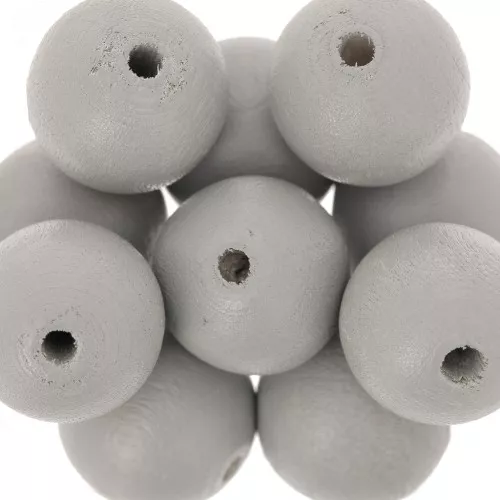 Wooden round beads 15mm Taupe x5