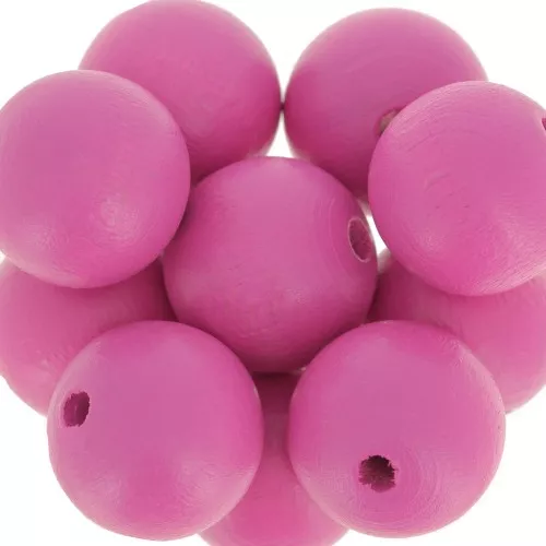 Wooden round beads 15mm Rose x5