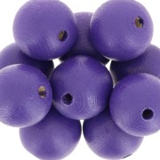 Wooden round beads 15mm Purple x5