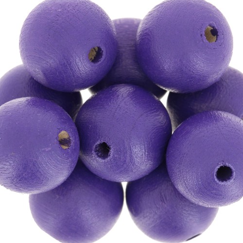 Wooden round beads 15mm Purple x5