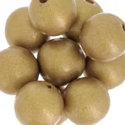 Wooden round beads 15mm Gold tone x5