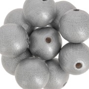 Wooden round beads 15mm Silver tone x5|raw }}