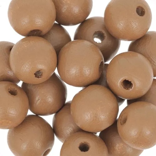 Wooden round beads 10mm Marron clair x10
