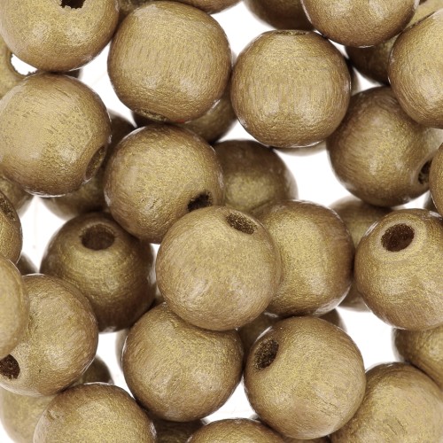 Wooden round beads 8mm Gold tone x20