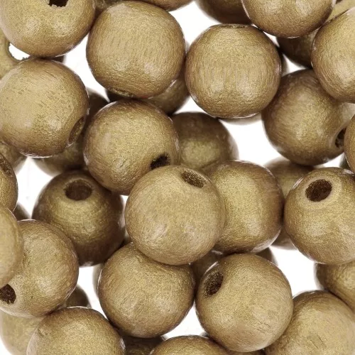 Wooden round beads 8mm Gold tone x20