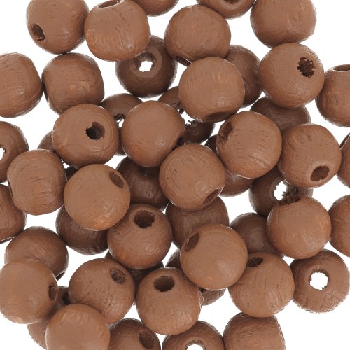 Wooden round beads 6mm Dark Natural x25