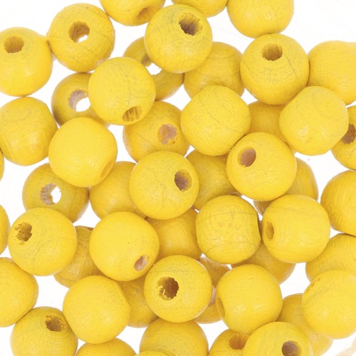 Wooden round beads 6mm Yellow x25