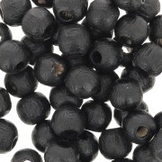 Wooden round beads 6mm black x25|raw }}