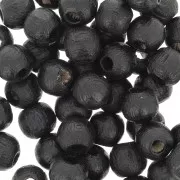 Wooden round beads 6mm black x25