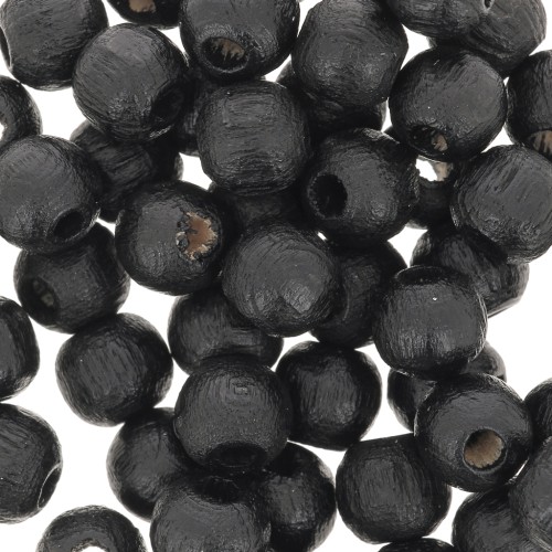 Wooden round beads 6mm black x25
