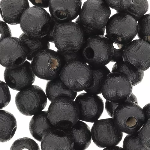 Wooden round beads 6mm black x25