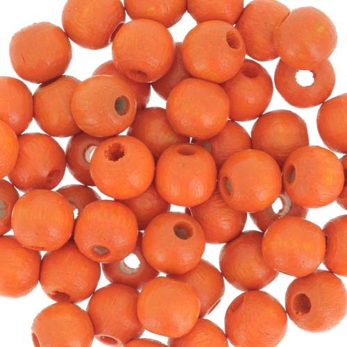 Wooden round beads 6mm Orange x25