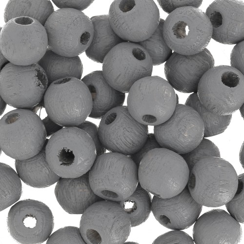 Wooden round beads 6mm Grey x25