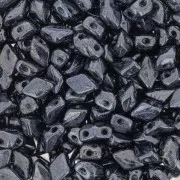 6x4mm Mini Gemduo 2-hole Glass beads - Jet Hematite x5g