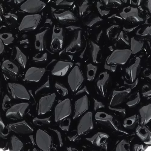 6x4mm Mini Gemduo 2-hole Glass beads - Jet x5g