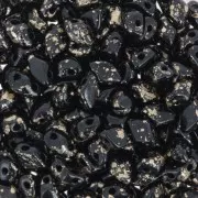 6x4mm Mini Gemduo 2-hole Glass beads - Jet Gold Splash x5g