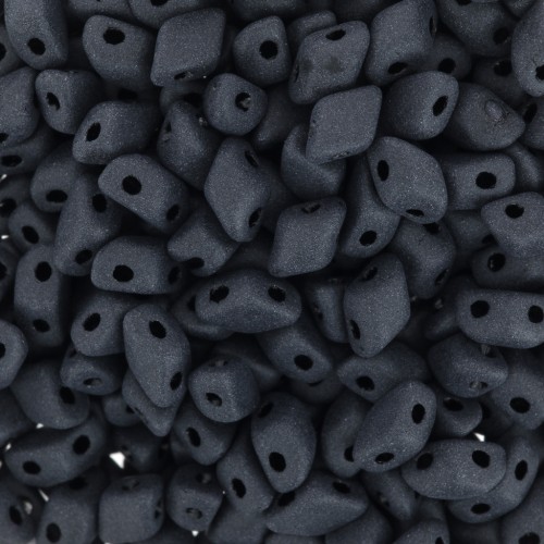 6x4mm Mini Gemduo 2-hole Glass beads - Jet Mat x5g