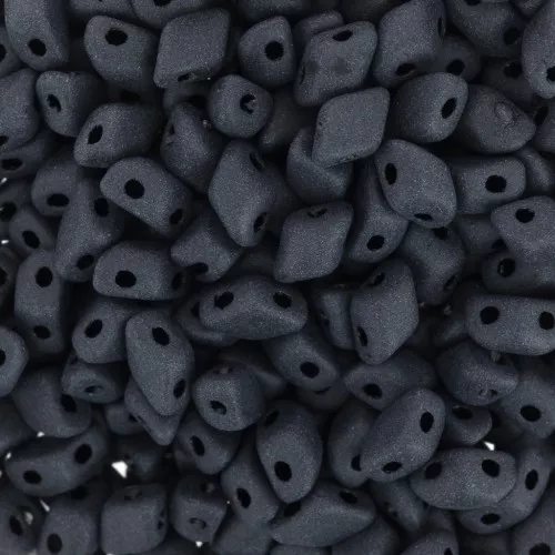 6x4mm Mini Gemduo 2-hole Glass beads - Jet Mat x5g