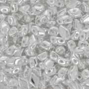 6x4mm Mini Gemduo 2-hole Glass beads - Silver Plated x5g