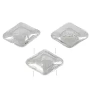6x4mm Mini Gemduo 2-hole Glass beads - Silver Plated x5g