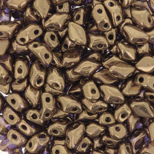 6x4mm Mini Gemduo 2-hole Glass beads -- Gold Bronze x5g