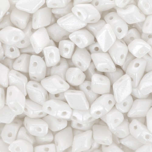 6x4mm Mini Gemduo 2-hole Glass beads - Pearl Shine White x5g