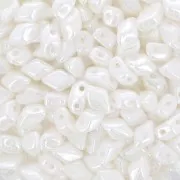 6x4mm Mini Gemduo 2-hole Glass beads - Opaque White Luster x5g
