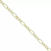 2.7mm fancy mesh Chain Figaro (1x3) 3 microns Gold plated x50 cm