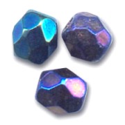 Fire Polished faceted round beads 4mm Jet Blue Iris x50