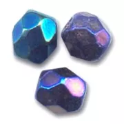 Fire Polished faceted round beads 4mm Jet Blue Iris x50