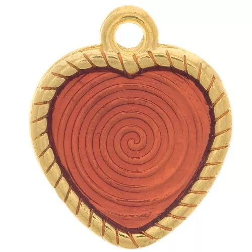 16x14mm Heart pendant striated with epoxy resin - Fine gold plating - Copper x1