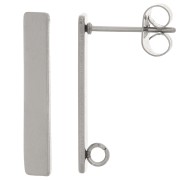 20x3mm Bar Earstuds with open ring - Stainless steel 304 x2