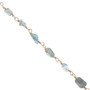 6mm Fancy chain with irregular gemstones - Gold Tone - Apatite x50cm