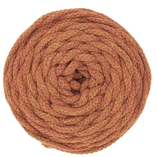5mm Cotton Air Mix Macramé Cotton Cord Spool - Cinnamon - Gold x50m