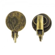 10 mm Crinkled Disc Ear Clips - Bronze x2