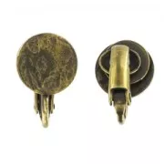 10 mm Crinkled Disc Ear Clips - Bronze x2