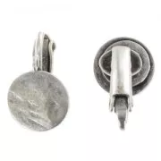 10 mm Crinkled Disc Ear Clips - Antique Silver x2