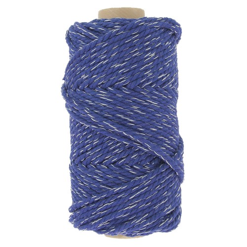 3mm Cotton cord spool for macramé - Mix Night Blue - Silver x50m